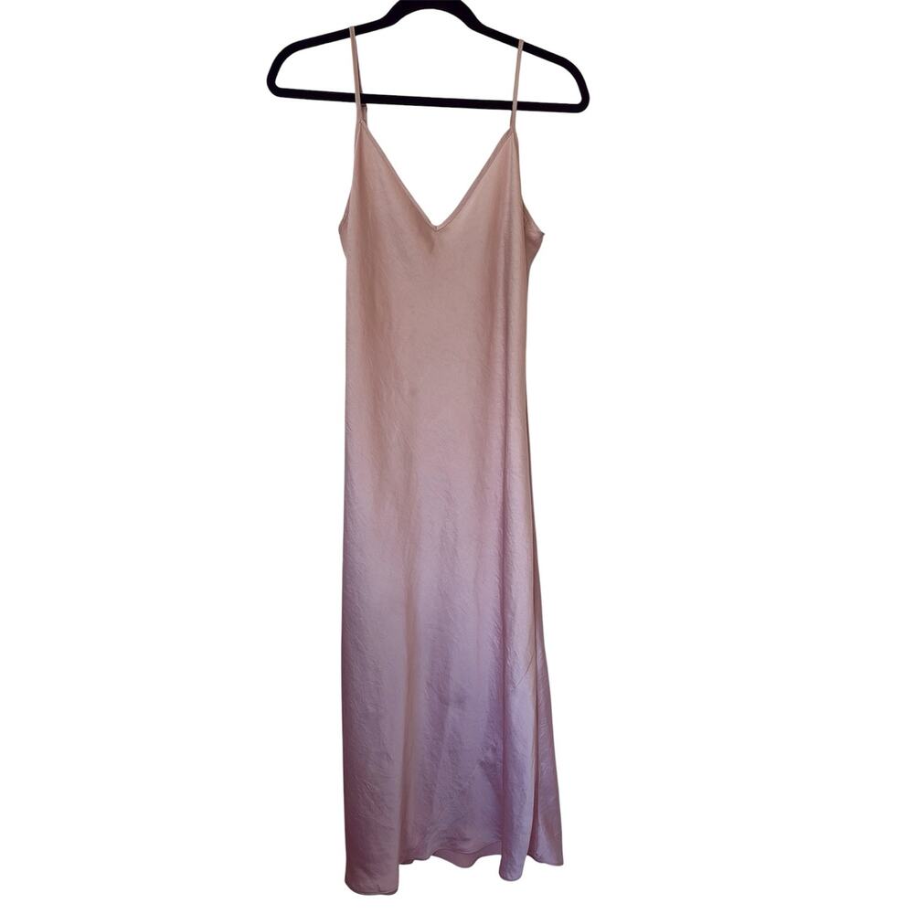 Aritzia Wilfred Only Slip Dress Satin V-Neck midi-Pink